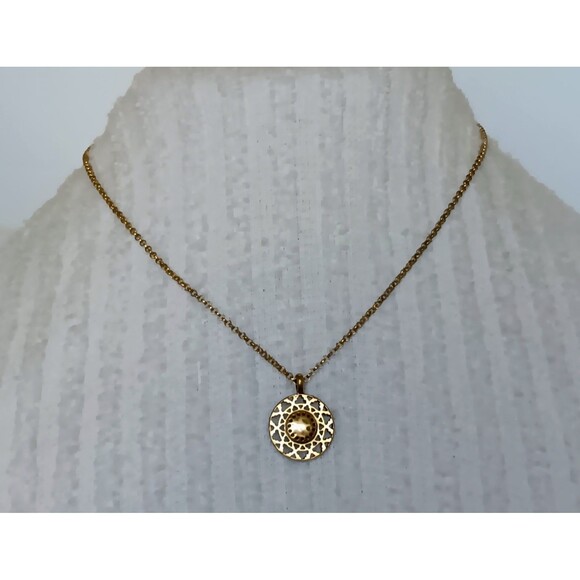 Fossil Goldtone Reversible Mandala Pendant Necklace 17-19 in - Picture 1 of 9